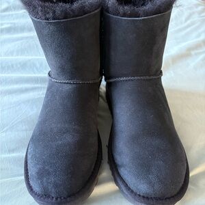 UGG Black Mini Bailey Bow Sheepskin Boots